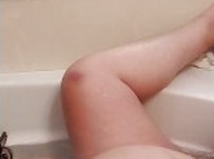 PREGNANT chunky FTM humps bath jets to cum HARD while masturbating, moans and shakes during orgasm