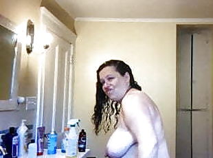 مؤخرة, الاستحمام, كبيرة-الثدي, غروس, حلمات, امرأة, هواة, سمينة-و-جميلة, طبيعية, دش