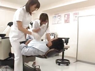 asiático, peluda, enfermeira, chupanços, hardcore, japonesa, a-três, uniforme, realidade