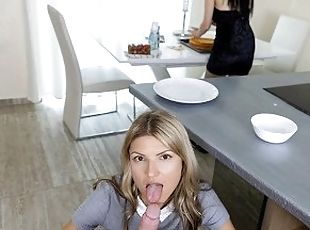 VR BANGERS Sucking Under The Table VR Porn