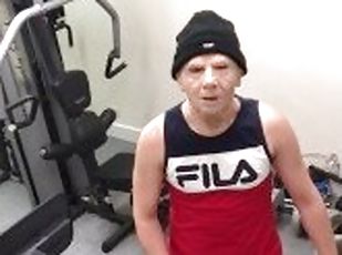 I'm filmed byCAMERA at the GYM ** getting my COCK OUT **