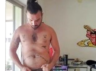 tēvs, nudists, amatieris, homoseksuāls, masturbācija, noķerts, solo, bumbas, tētis, tetovējums
