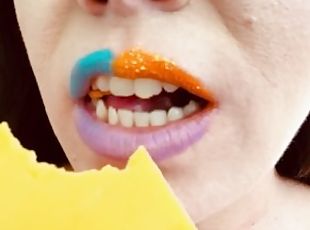 ASMR Sensually Eating Sliced Cheddar Cheese Sexy Mouth Close Up Fetish by Pretty MILF Jemma Luv
