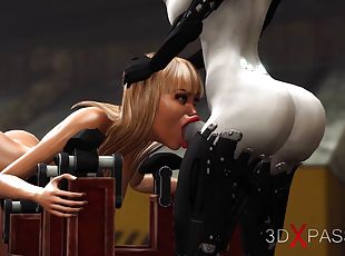Super fuck system. Sex android plays with a hot girl in the lab