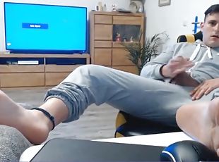 German twink boy masturbates in bodysuit