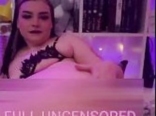 Chubby Goth Fucks Herself With Glass Toy Til Her Legs Shake