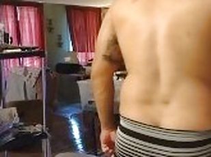 Sexy military guy cleaning the house in sexy underwear part 1