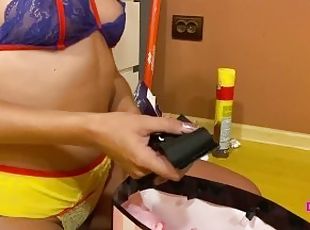 Snow White is playing with a red dildo in her beautiful pussy