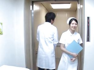 sjuksköterrska, japansk, par, sprut, kinky, uniform