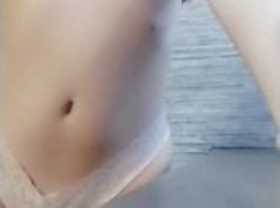 Petite teenager bouncing her big tits and perfect little pussy