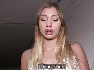 Gorgeous girl fucked underground in the basement by public agent
