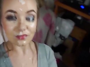 Amateurs coeds gets cum load on face and jizz in mouth compilation