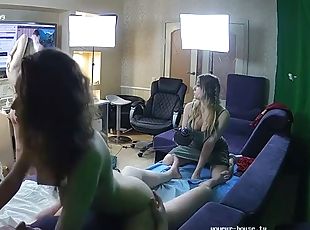 Skinny blonde spreads her legs on the gyno chair, hidden cam video