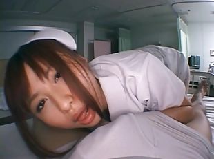 asiático, enfermera, japonés, pareja, primera-persona, bragas, uniforme