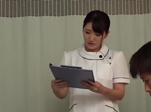 Hot ass Japanese nurse takes off her panties to ride a patient