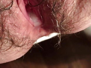 Hairy pussy close up creampie