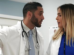 pielęgniarka, doktor, gwiazda-porno, para, napalona, uniform