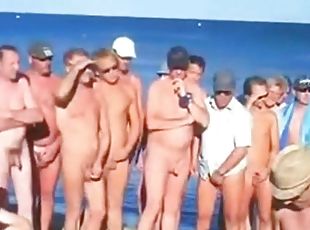 nudista, orgía, público, sexo-en-grupo, playa