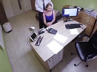 bureau-office, chatte-pussy, hardcore, couple, rasé, sexe-habillé, caché