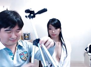 asiatisk, masturbation, strumpbyxor, amatör, par, flickvän, webbkamera, koreansk, retande