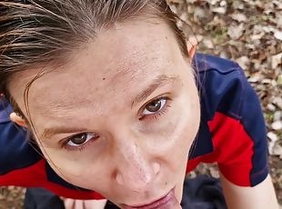 Shy Russian Girl Gave Me Slobbery Blowjob On A First Date In The Wood!