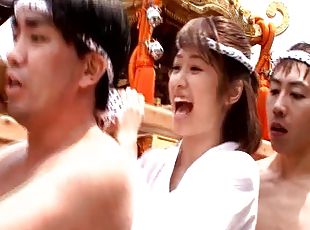Horniest Japanese chick ever has a great time with many stiff peckers