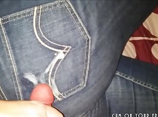 ejaculation-sur-le-corps, hardcore, couple, point-de-vue, jeans