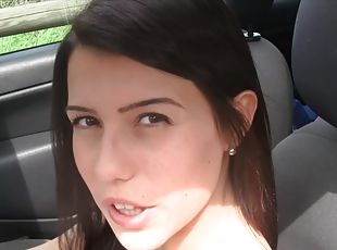 Filming the sexy feet of an Italian babe while she is driving