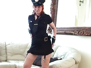 Cop Strip Teases and Masturbates