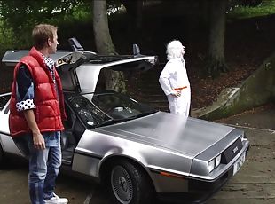 Back to the Future porn parody with a black girl taking big dick