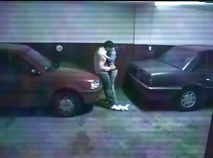 Horny Couple Fucking In The PArking Lot In Voyeur Vid