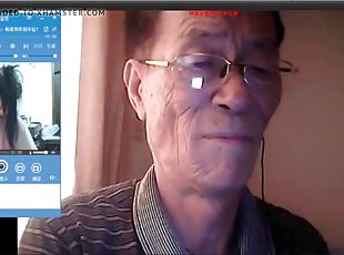asiático, pai, tiro-ao-alvo, webcam, avô-grandpa
