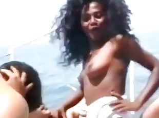 EXPLOITED AFRICAN IMMIGRANTS - Ebony amateur beach babe fucks hard in public