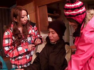 Captivating Japanese pornstars getting hammered hardcore at a intimate group sex party