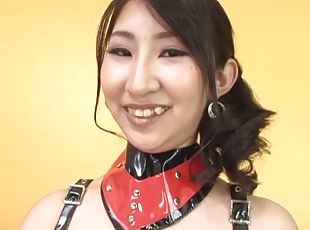 Desirous Japanese solo model in sexy lingerie masturbating till orgasm