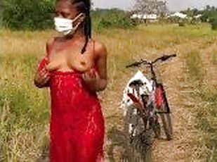 The Wood farmers daughter rode naked on a bicycle and masturbate in the road on a hot sunny day
