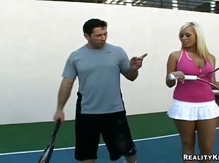 Angelina Ashe Learns to Hit a Backhand and Suck and Fuck on Tennis Court