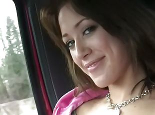 Hot couple showing boobs and cock in car scandal