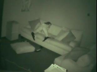 Spy cam babe masturbates on couch