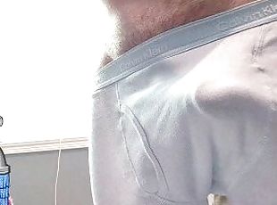 hot guy wearing calvin klein flashes hard cock for sucking