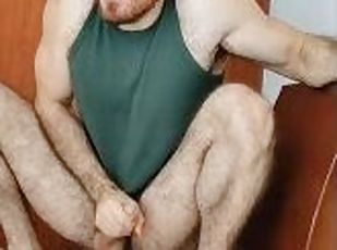 hairy muscular boy jump all over his dildo and cum