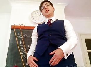 Disciplined Like a Boy - Headmaster Blake disciplines with cane in one hand and cock in the other