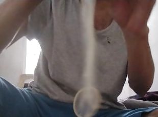 Droping cum from a Creampied condom out CumFetish Large cumshot