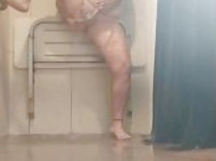 Tattooed Big Tits Milf Secretly Gets Off in Public Gym Shower After Months of No Orgasm