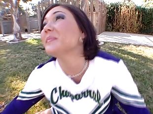 Claire Dames is a horny cheerleader who wants a black dick