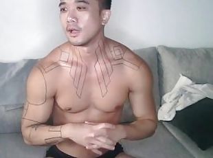 asiático, gay, punheta, webcam, sozinho