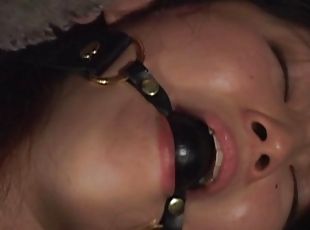 Tied up and gagged Asian girl used by horny guys