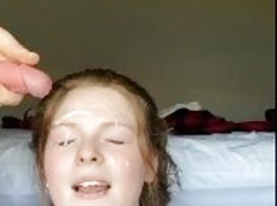 Slutty redhead facial (@mrs_frizzle18 on onlyfans)