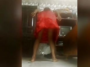 Indian sissy dance in satin petticoat 