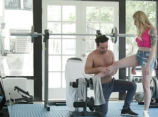 Rough sex at the gym is all about blonde girl Paris White talking